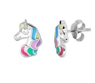 Zilveren eenhoorn / paard oorbellen