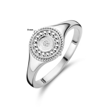Zilveren ronde dames ring met zirkonia (9mm)