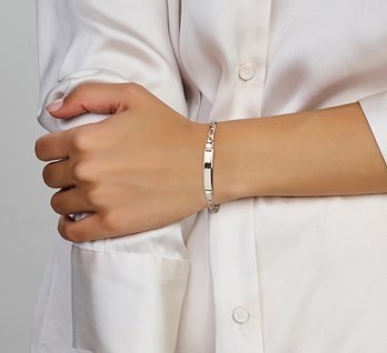 Zilveren Plaatarmbandje Dames 19cm figaro