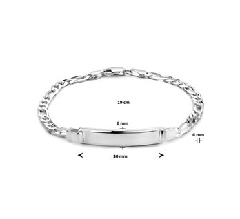 Zilveren Plaatarmbandje Dames 19cm figaro