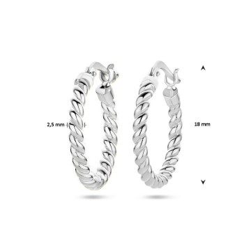 Zilveren oorringen gedraaid 18 mm