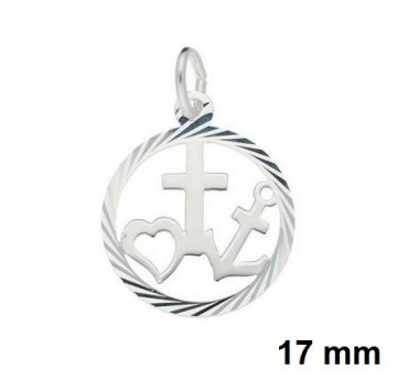 Zilveren geloof hoop en liefde hanger 17 mm