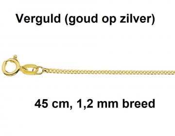 Verguld gourmet collier 45 cm (zilver op goud)