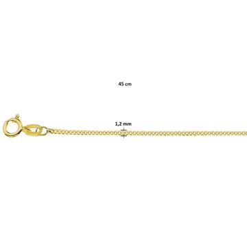 Verguld gourmet collier 45 cm (zilver op goud)