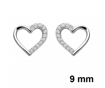 Zilveren hartjes oorbellen knopjes
