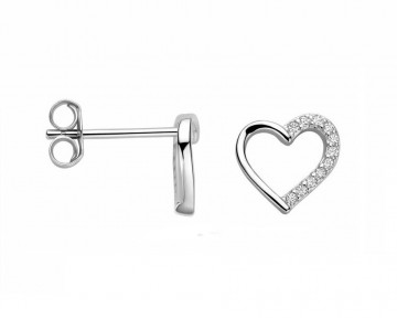 Zilveren hartjes oorbellen knopjes
