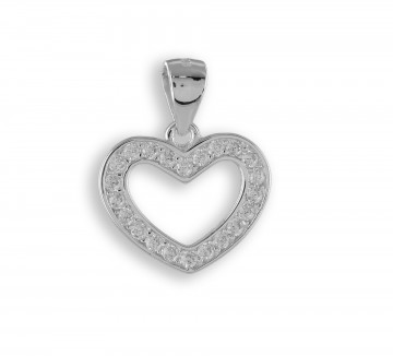 Zilveren hanger hart met zirkonia's