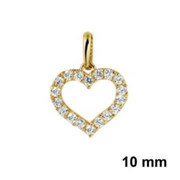 Gouden hartje hanger zirkonia's 10mm