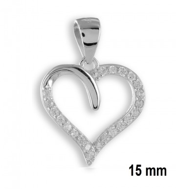 Zilveren hanger hart zirkonia