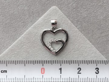 Zilveren hanger 2 hartjes met zirkonia's