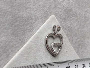 ilveren hanger 2 hartjes met zirkonia's