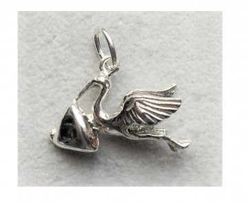 Zilveren ooievaar met baby luxe geboorte zwanger