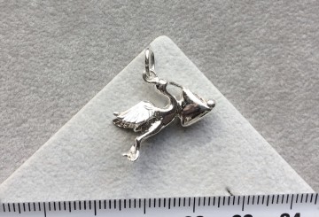 Zilveren ooievaar met baby luxe geboorte zwanger