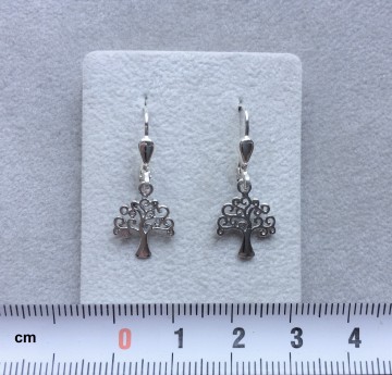 Zilveren levensboom oorbellen hangertjes