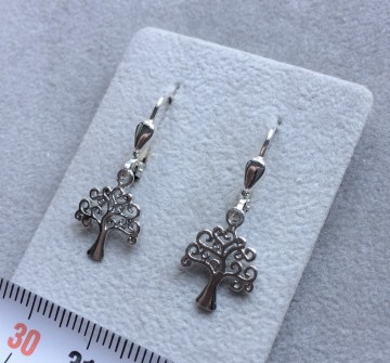 Zilveren levensboom oorbellen hangertjes