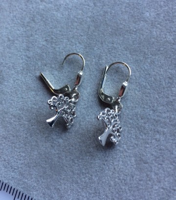 Zilveren levensboom oorbellen hangertjes