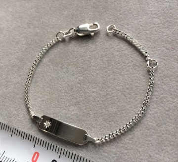 Zilveren plaatarmbandje 11-13 cm Zirkonia