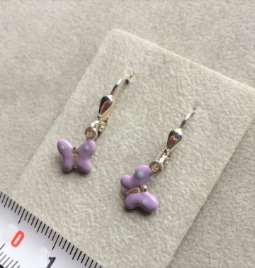 Zilveren vlinder oorbellen Paars