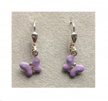 Zilveren vlinder oorbellen Paars