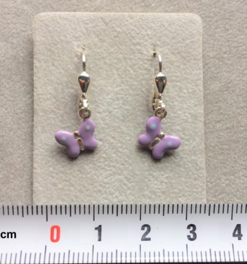 Zilveren vlinder oorbellen Paars