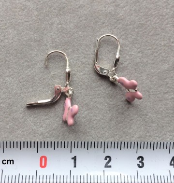 Zilveren oorbellen vlinder roze hangertjes
