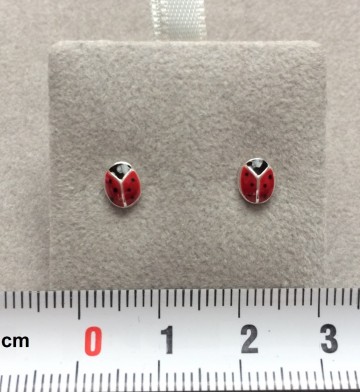 Zilveren lieveheersbeestjes oorbellen knopjes