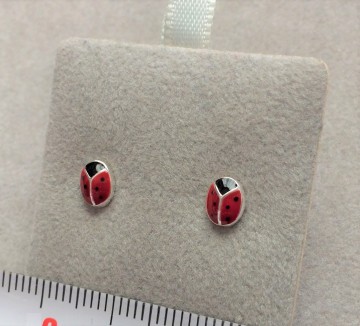 Zilveren lieveheersbeestjes oorbellen knopjes
