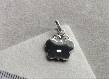 Zilveren vlinder hanger blauw parelmoer