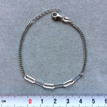 Zilveren plat anker gourmet 16+3cm armband