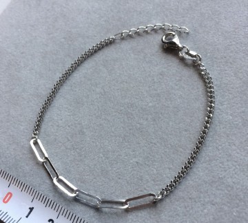 Zilveren plat anker gourmet 16+3cm armband