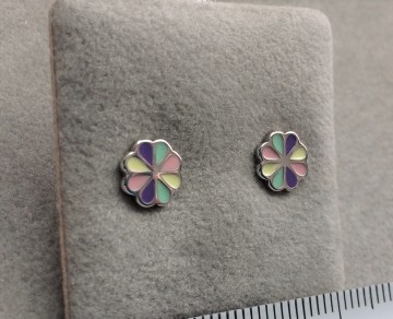 Zilveren bloem oorbellen knopjes (2)