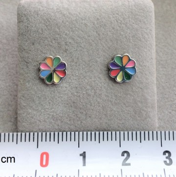 Zilveren Bloem oorbellen knopjes