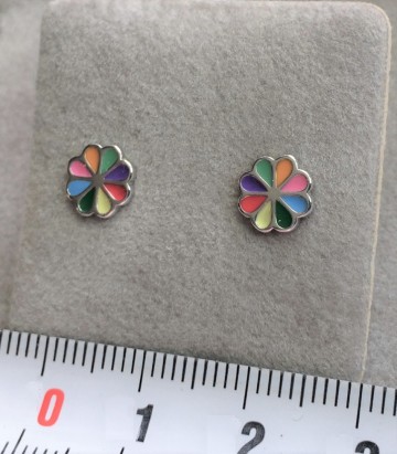 Zilveren Bloem oorbellen knopjes