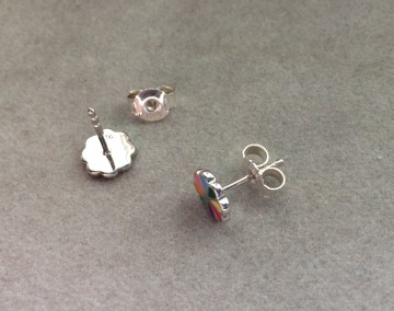 Zilveren Bloem oorbellen knopjes