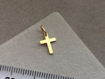 Achterkant van het gouden kruisje hanger 10mm