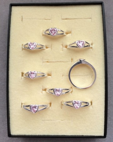 Zilveren ring hart roze zirkonia kinderring