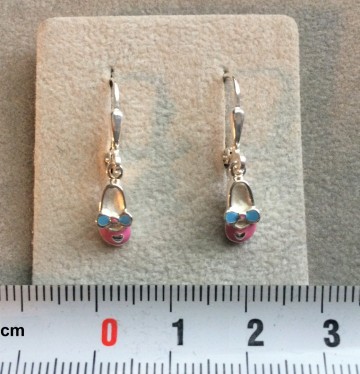 Zilveren babyschoentjes oorbellen, roze