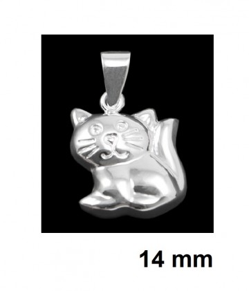Zilveren poes / kat hanger 14 mm