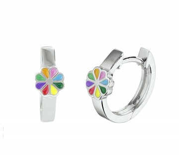 Zilveren klapcreolen bloem kind