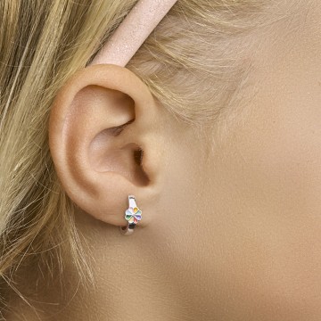 Zilveren klapcreolen bloem kind