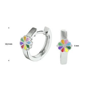 Zilveren klapcreolen bloem kind