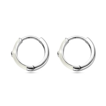 Zilveren klapcreolen wit 15mm met zirkonia