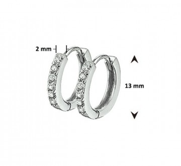 Zilveren klapcreolen zirkonia 13mm