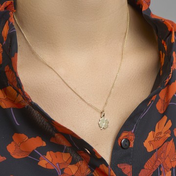 Gouden klavertje 10mm hanger