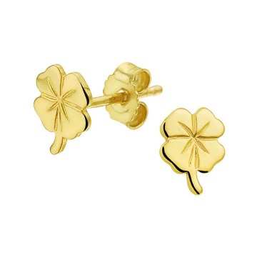 Gouden klavertjes oorbellen / oorknopjes