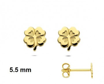 Gouden klavertjes oorbellen / oorknopjes