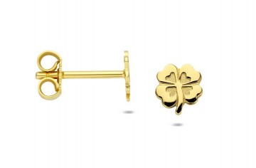 Gouden klavertjes oorbellen / oorknopjes