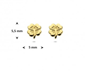 Gouden klavertjes oorbellen / oorknopjes