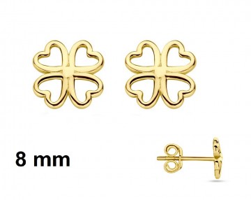 Gouden dames oorknopjes klavertje 8mm