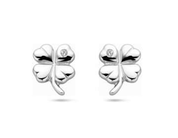 Zilveren klavertje vier oorknopjes
